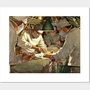 Vintage Science and Medicine, Doctors Performing Surgery in a Hospital ER Posters and Art